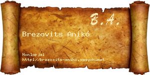 Brezovits Anikó névjegykártya